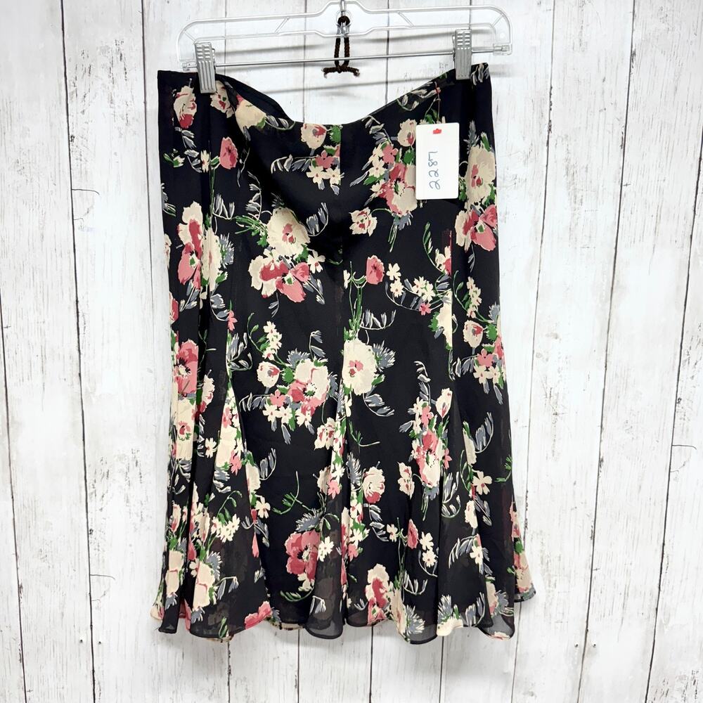 Chaps Skirt‎ Women Size Medium Black Multicolor Floral Tube Top Business Casual